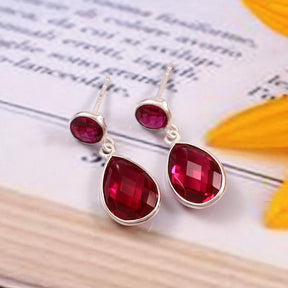 beautiful earrings made from real rubies framed with excellent quality silver